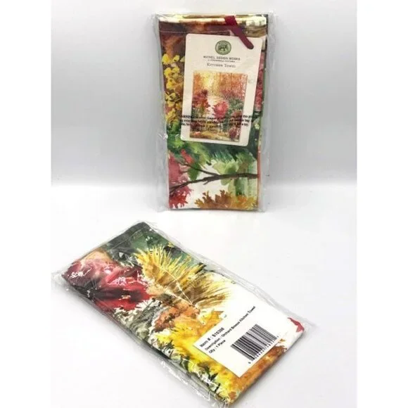 NWT Michel Design Works Orchard Breeze Kitchen Towel Set Of 2 Autumn Leaves - Picture 3 of 4